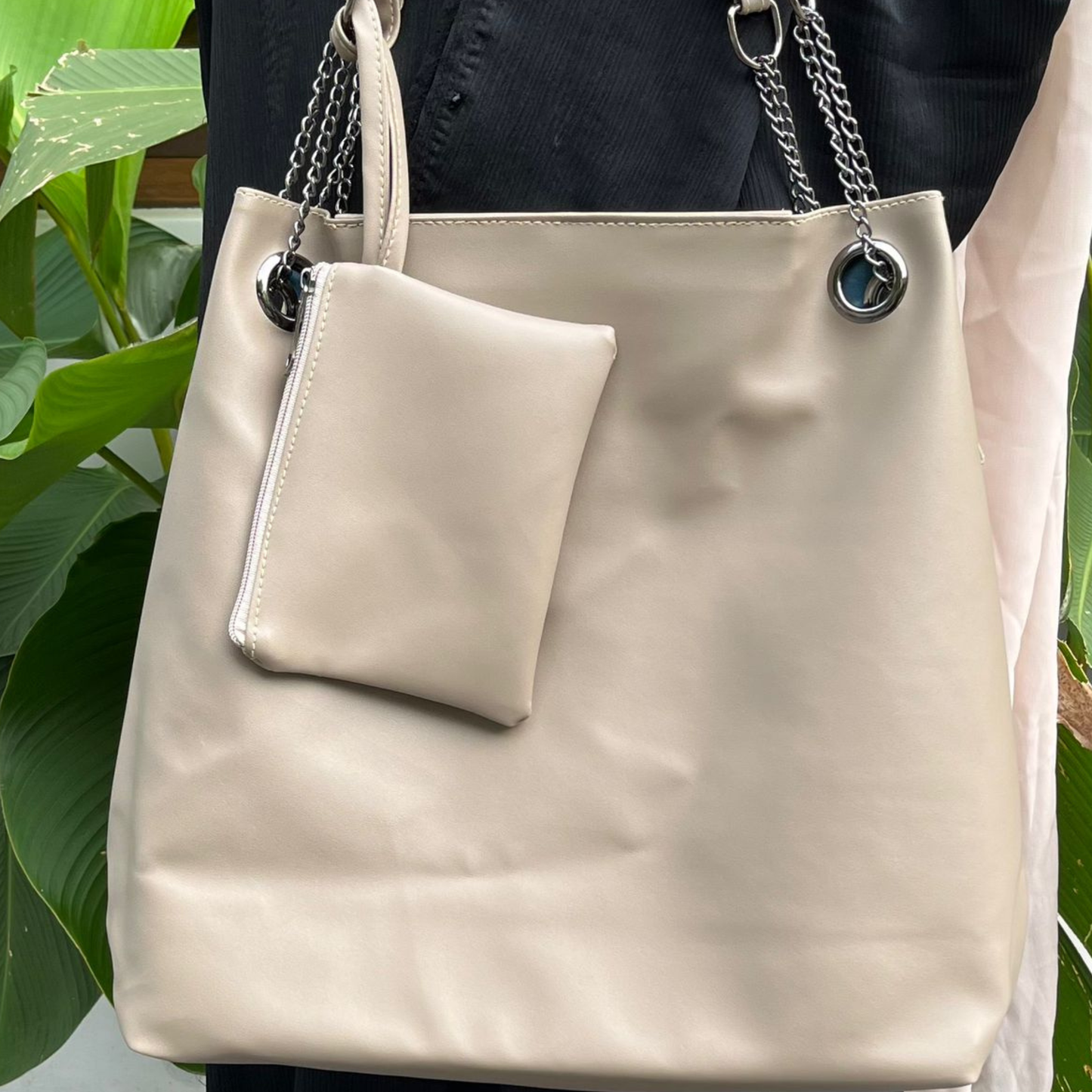 Black Shoulder Bag with Mini Pouch