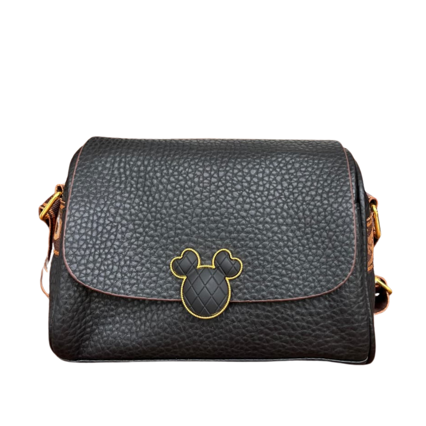 Trendy Black Textured PU Leather Crossbody Sling Bag
