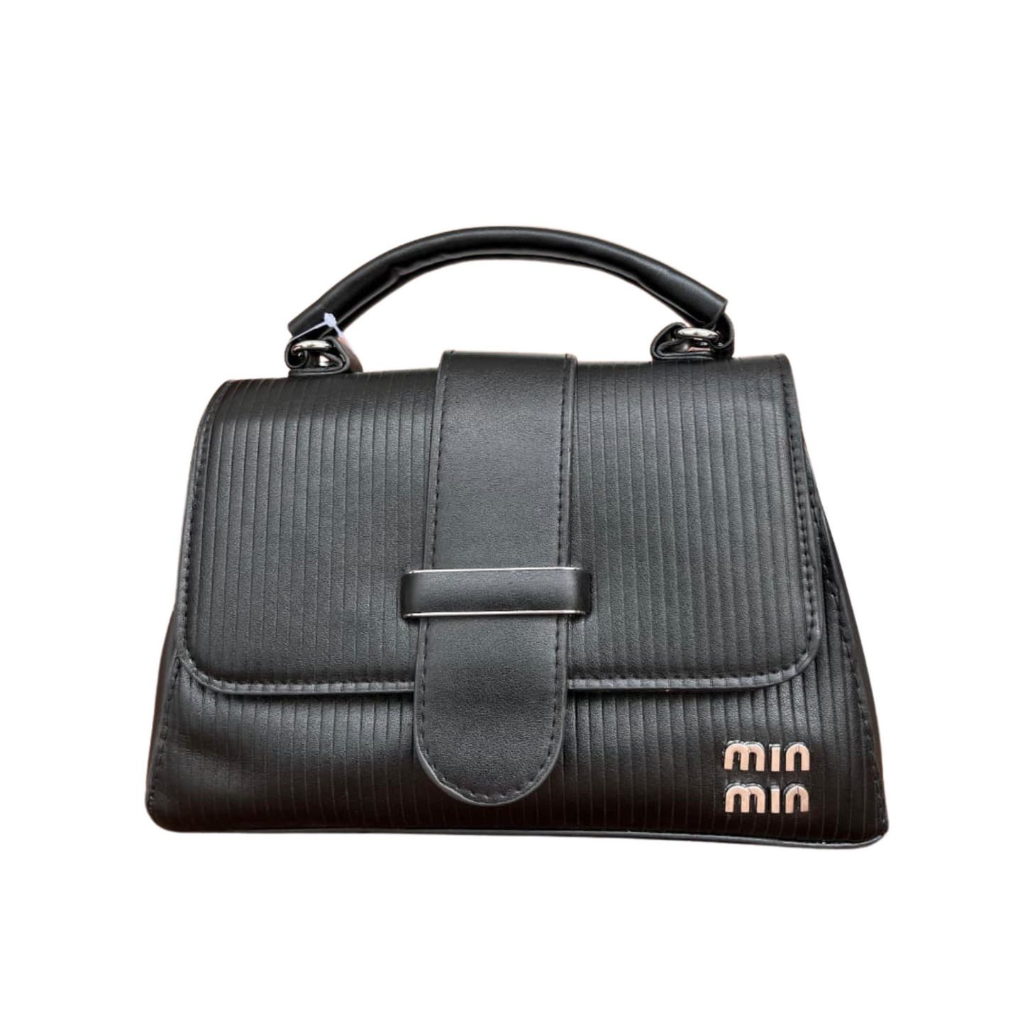 Classic Black PU Leather Top Handle Handbag