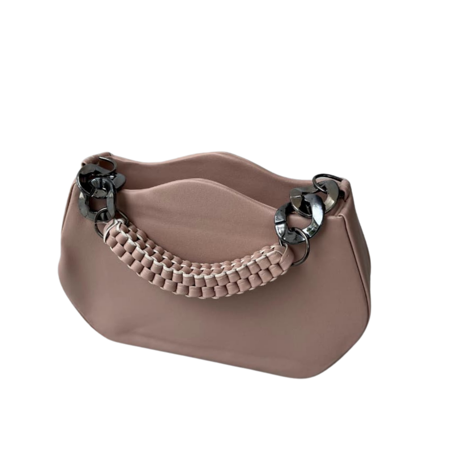 Chic Taupe Handbag with Braided Handle