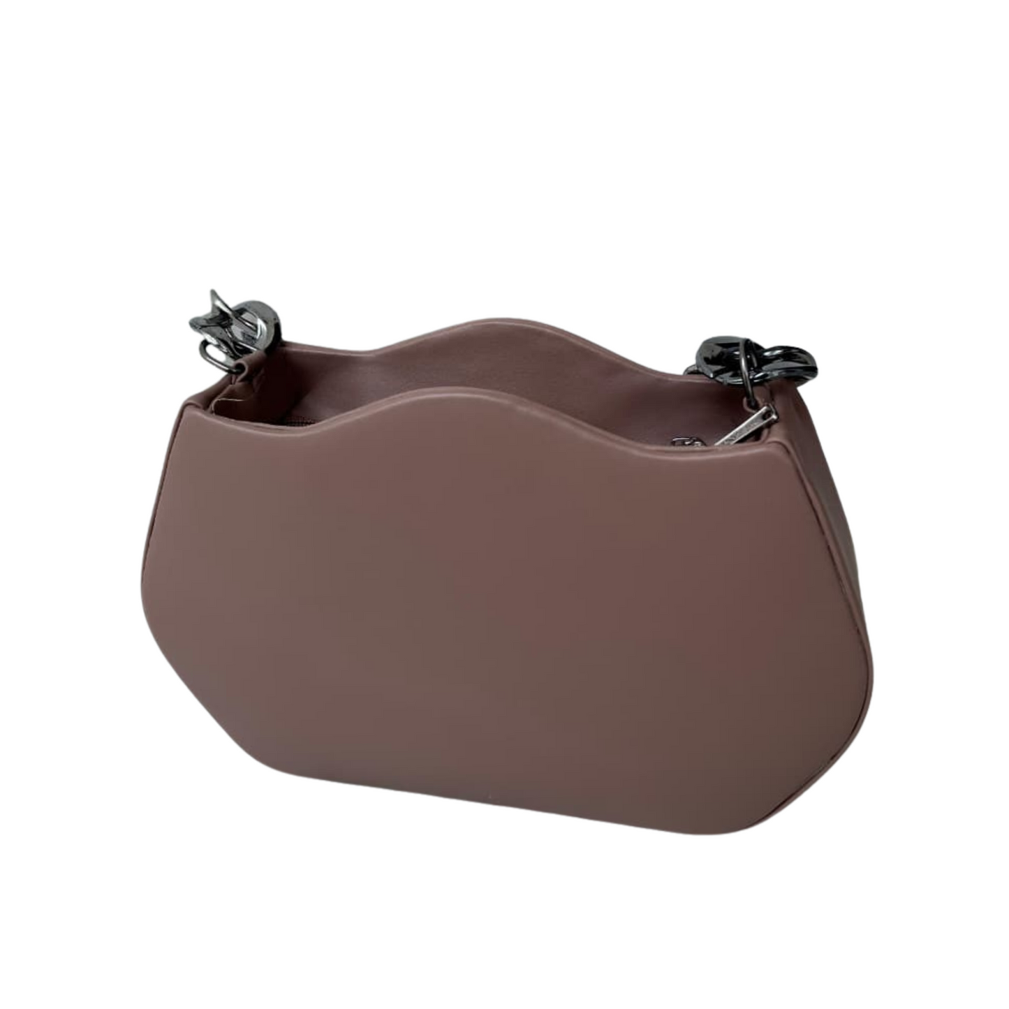 Modern Taupe Handbag with Braided Handle