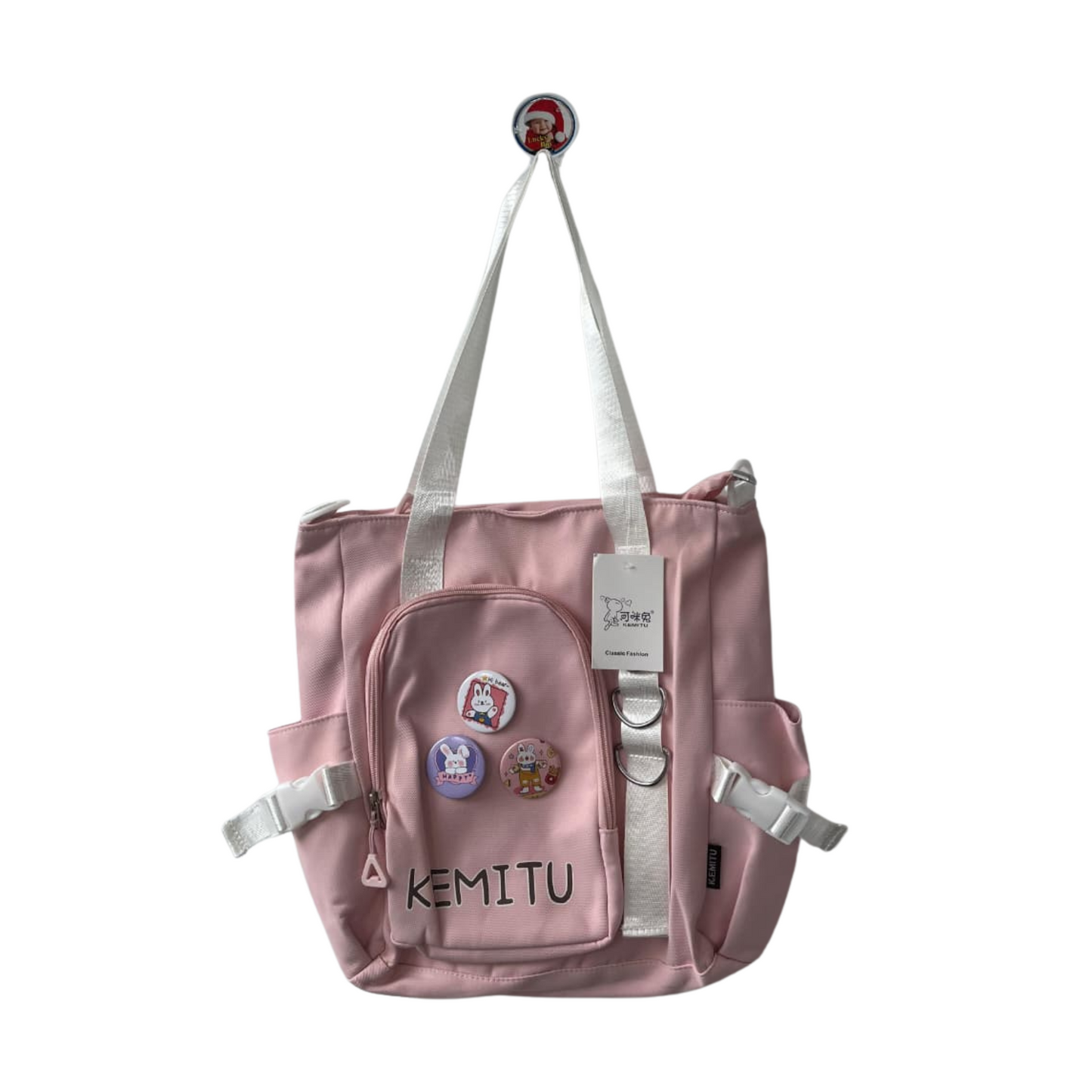 Pink KEMITU Canvas Tote Bag