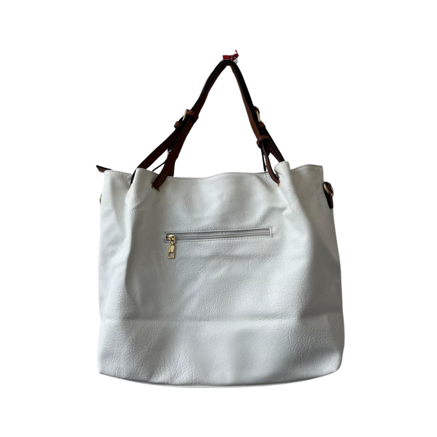 Premium Leather Large White Tote Bag