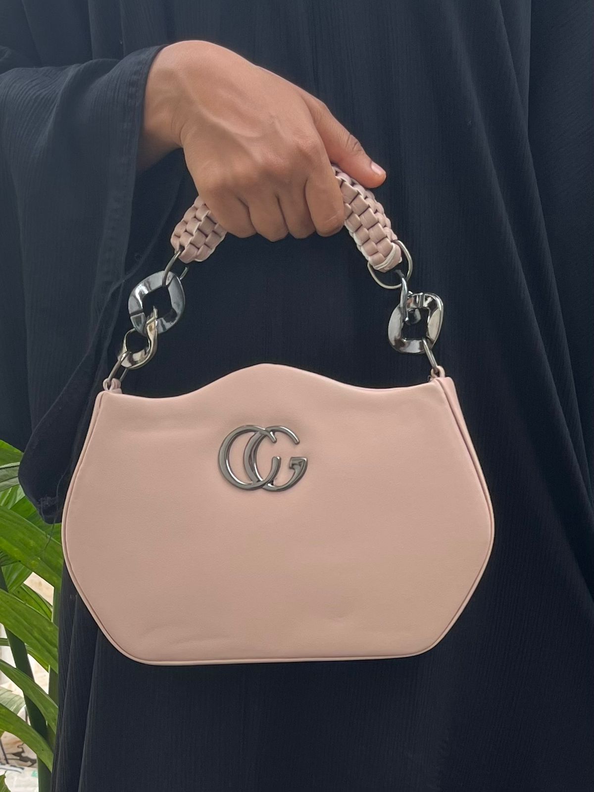 Chic Taupe Handbag with Braided Handle