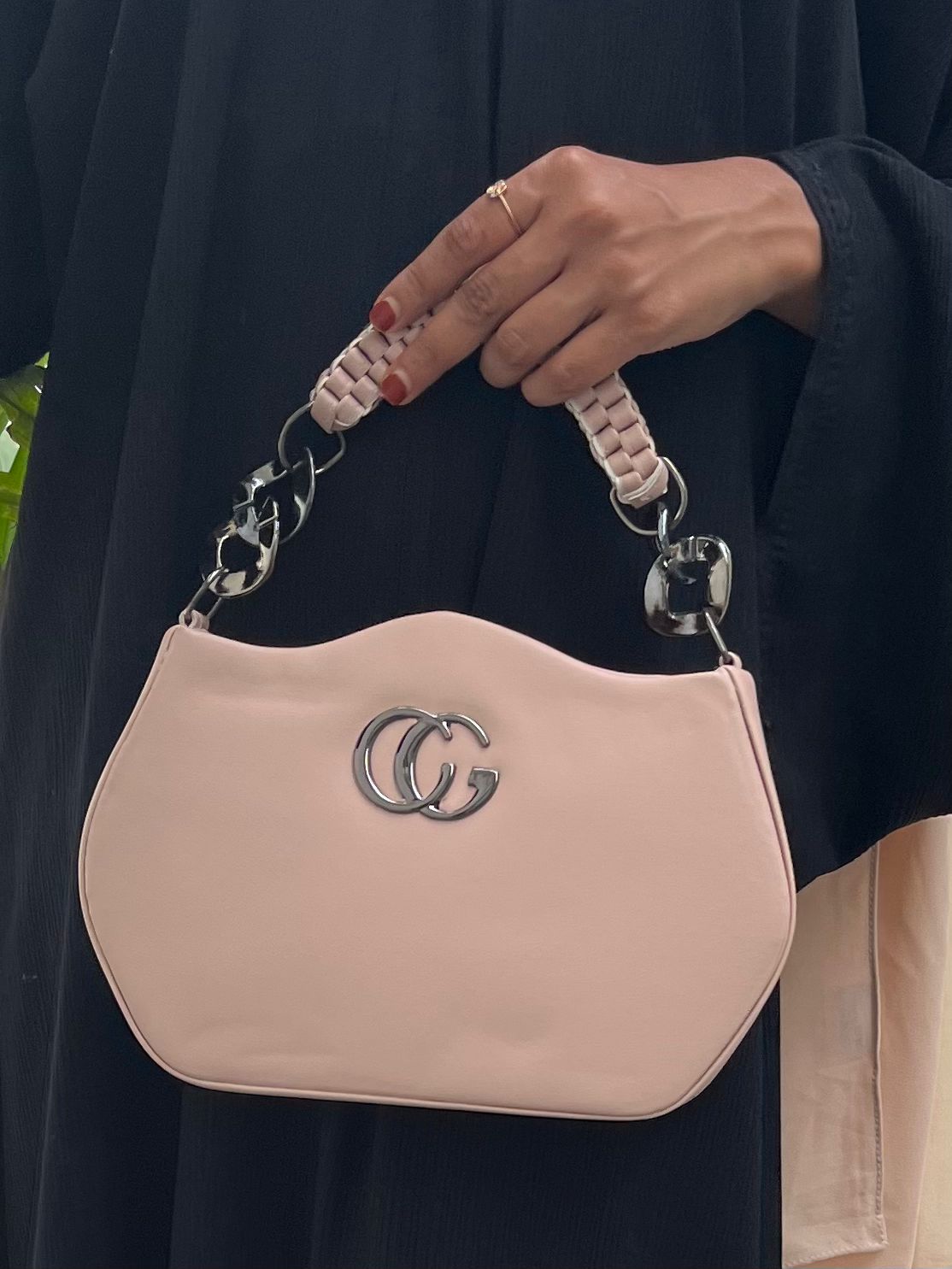 Chic Taupe Handbag with Braided Handle