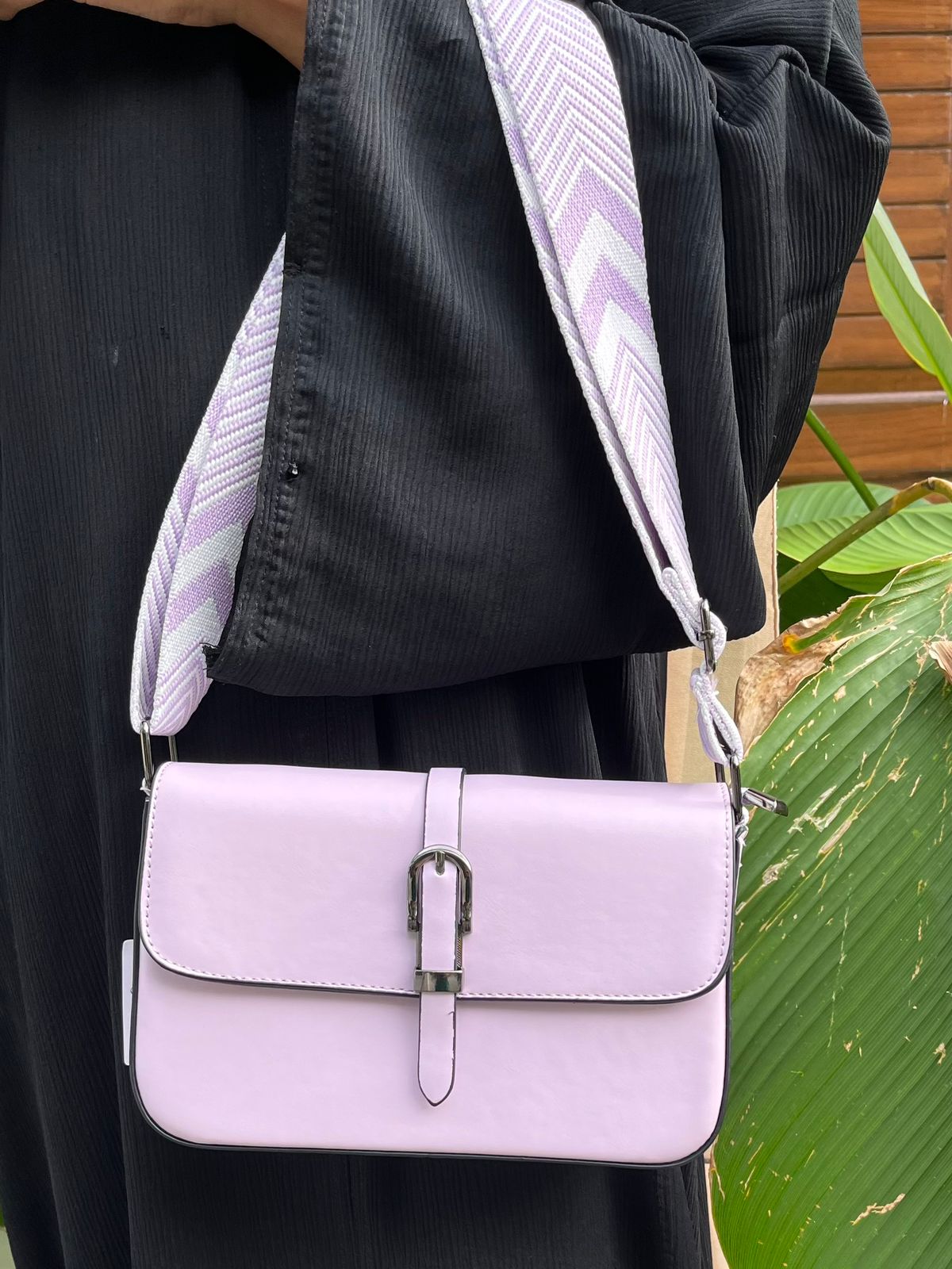Elegant Light Pink PU Leather Sling Bag