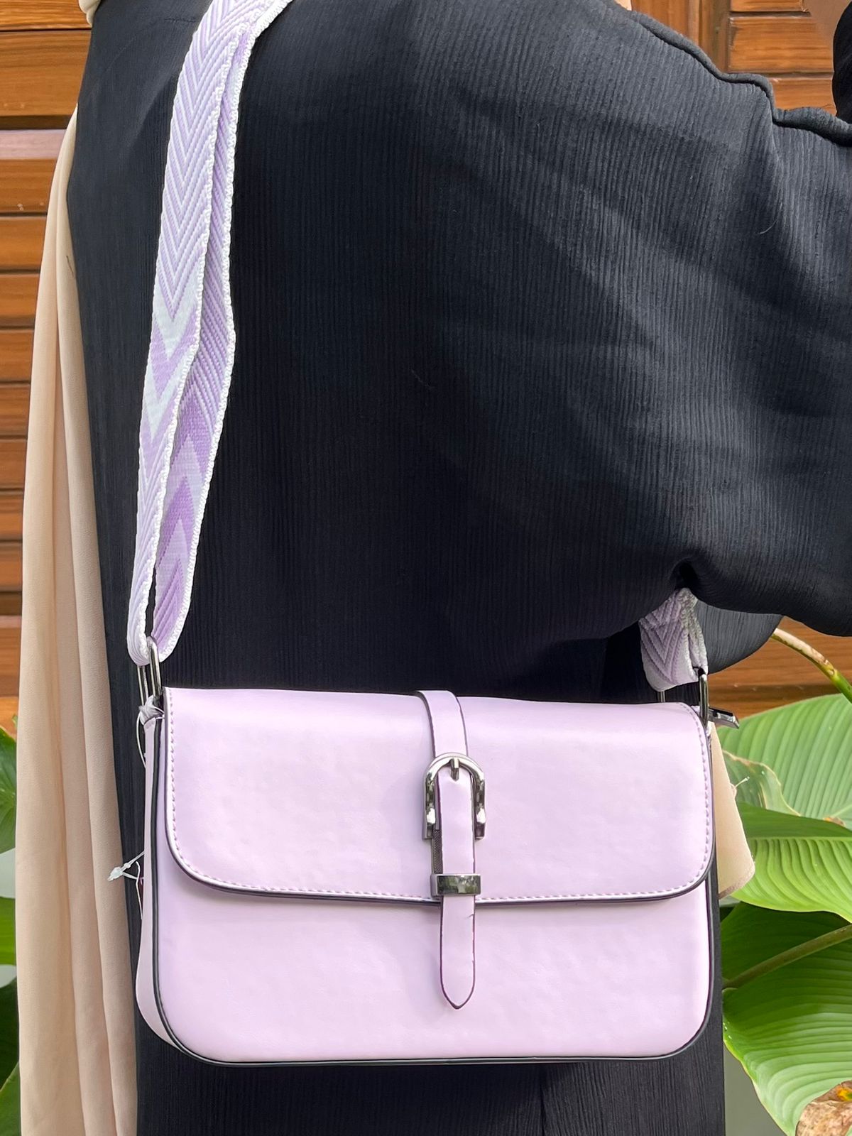 Elegant Light Pink PU Leather Sling Bag