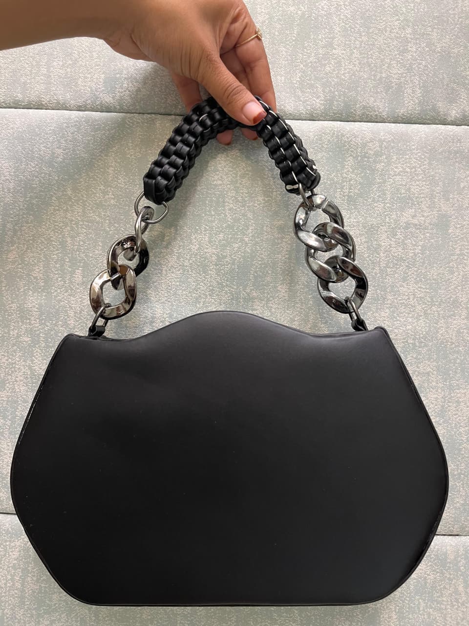Black Faux Leather Shoulder Bag