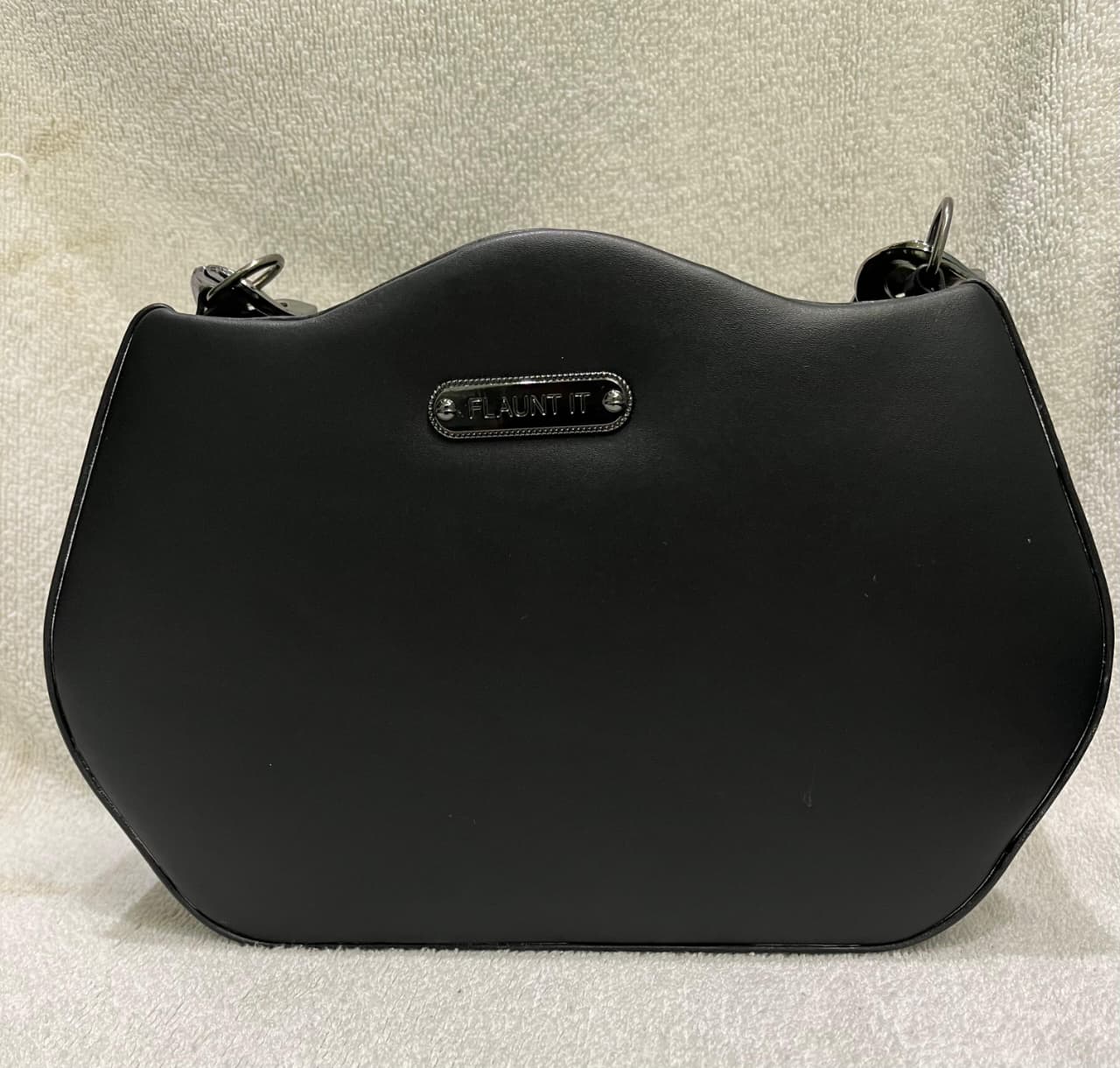 Black Faux Leather Shoulder Bag