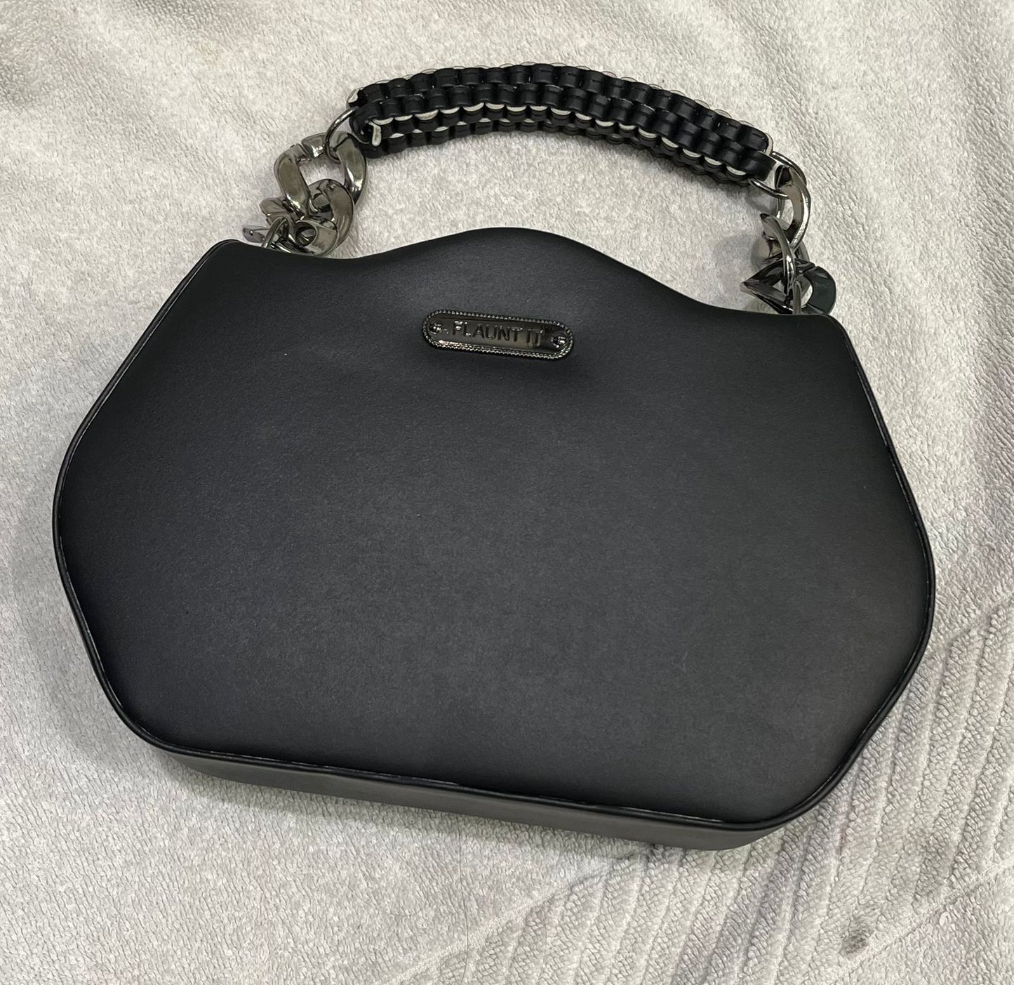 Black Faux Leather Shoulder Bag