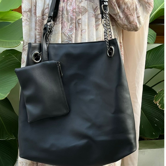 Black Shoulder  Bag with Mini Pouch