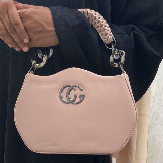 Chic Taupe Handbag with Braided Handle