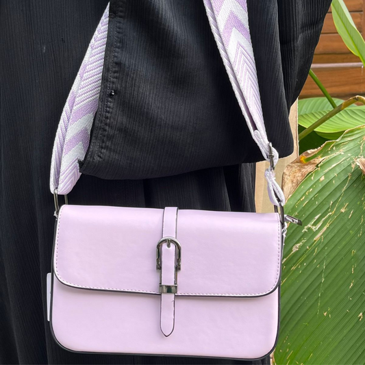 Elegant Light Pink PU Leather Sling Bag