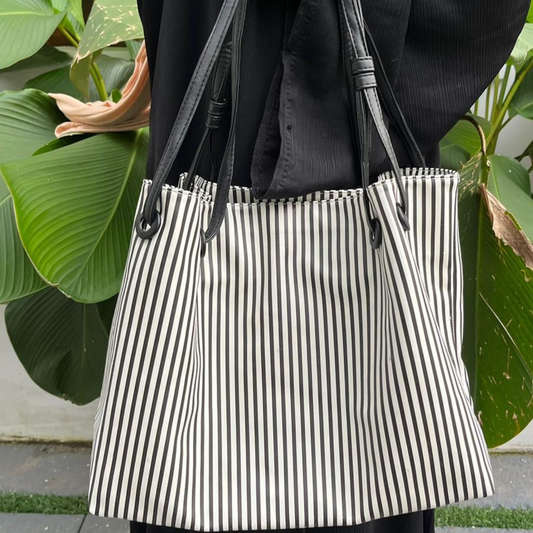 Classic Premium  Striped Shoulder Tote Bag