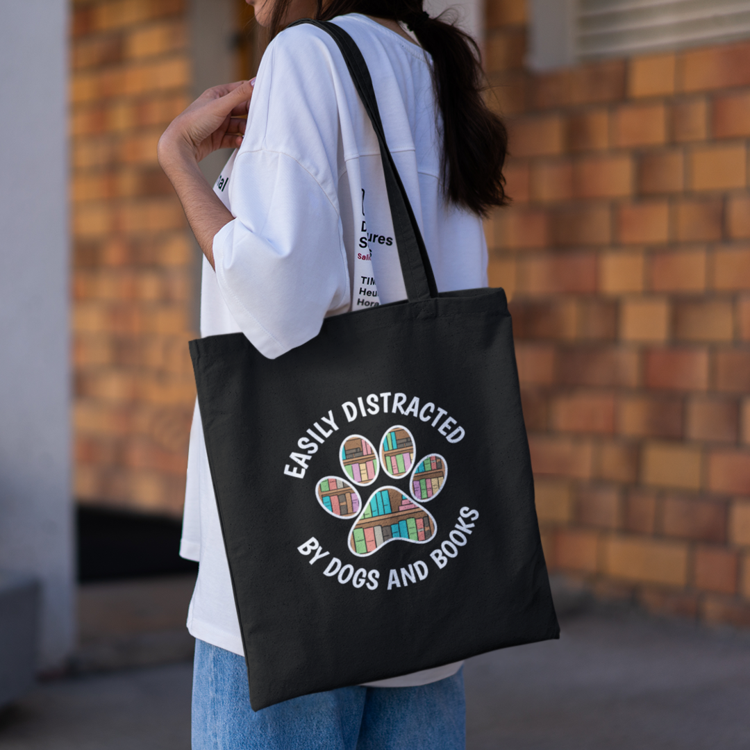 Easily Distracted By Dogs and Books Tote