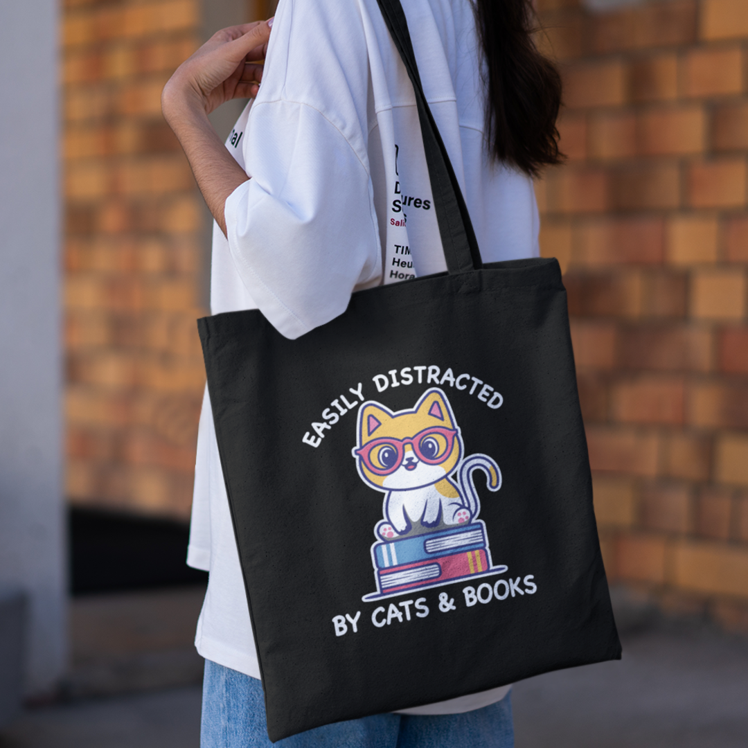 Easily Distracted by Cats & Books Totes
